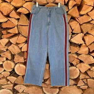 Vintage 100% Cotton Light Wash Side Stripe Wide Leg Jeans Size 32 LA Blues‎